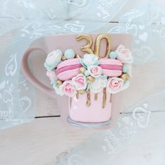 Чаша за рожден ден с торта и цифри