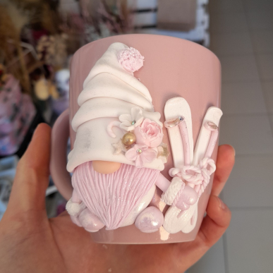 Чаша с розов гном Блясъчко