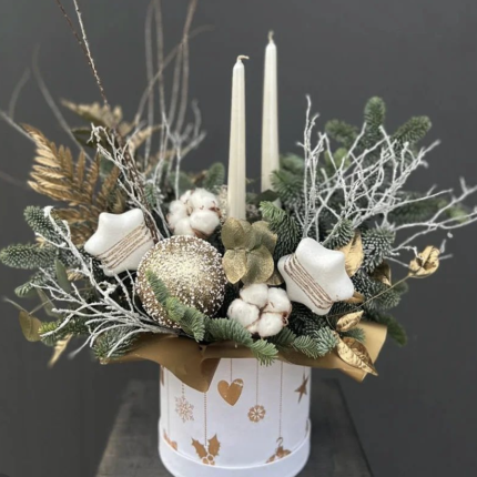 Коледна аранжировка в кутия 