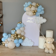 Украса за погача в синьо, бежово и златно 