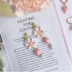 Обици с маргаритки и сърце 