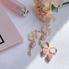 Обици Pink heart 