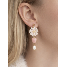 Обици с маргаритки и сърце 