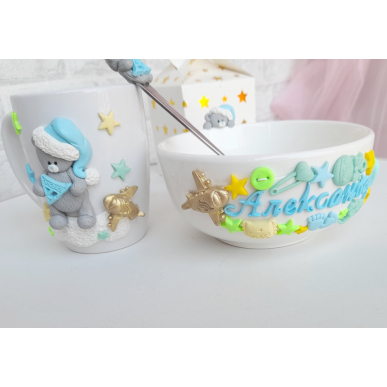 Детски комплект със златен самолет 