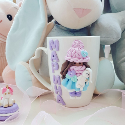 Чаша кукла със зайче и име Чаша кукла със зайче и име