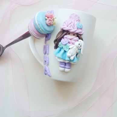 Чаша кукла със зайче и име Чаша кукла със зайче и име