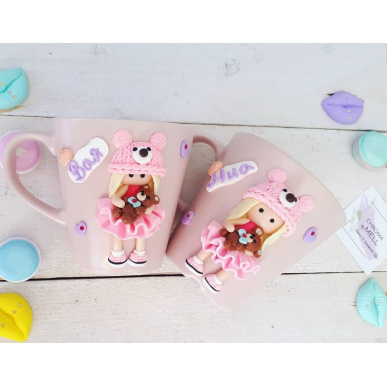 Чаша с кукла, мече и име Чаша с кукла, мече и име