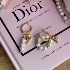 Обици Pearl and heart 