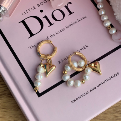 Обици Pearl and heart 