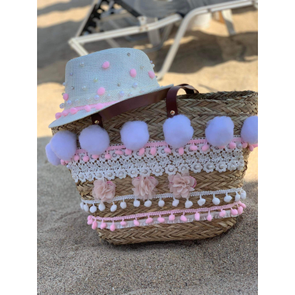 Сламена чанта Pom pom