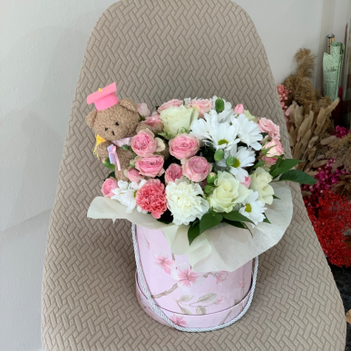 Кутия с цветя за дипломиране 